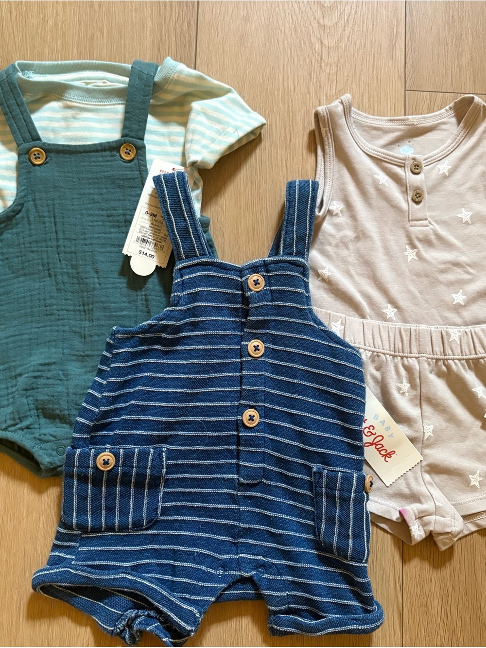 Cat & Jack Teal, Navy Blue, and Cream Kids Matching Romper Set